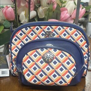 Rebecca & Rifka Geometric Saffiano 3 piece dome cosmetic set